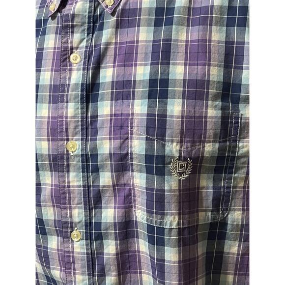 Chaps Purple/Blue Plaid S/S Button Down Men's Shirts Size XL - Picture 4 of 4